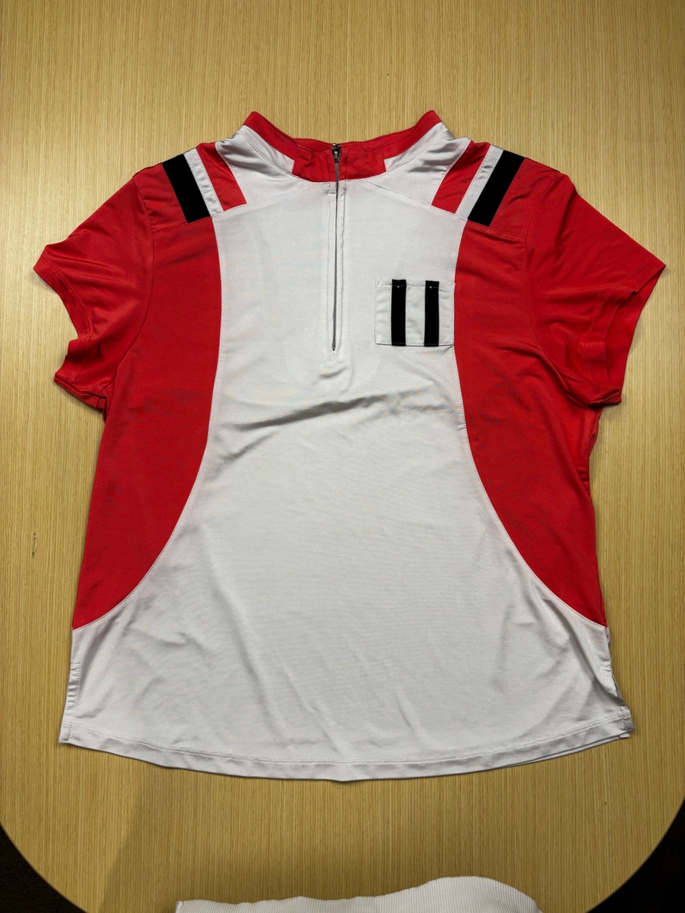 Jamie Sadock Red White Colorblock 1/4 Zip Golf Tennis Top Sz L